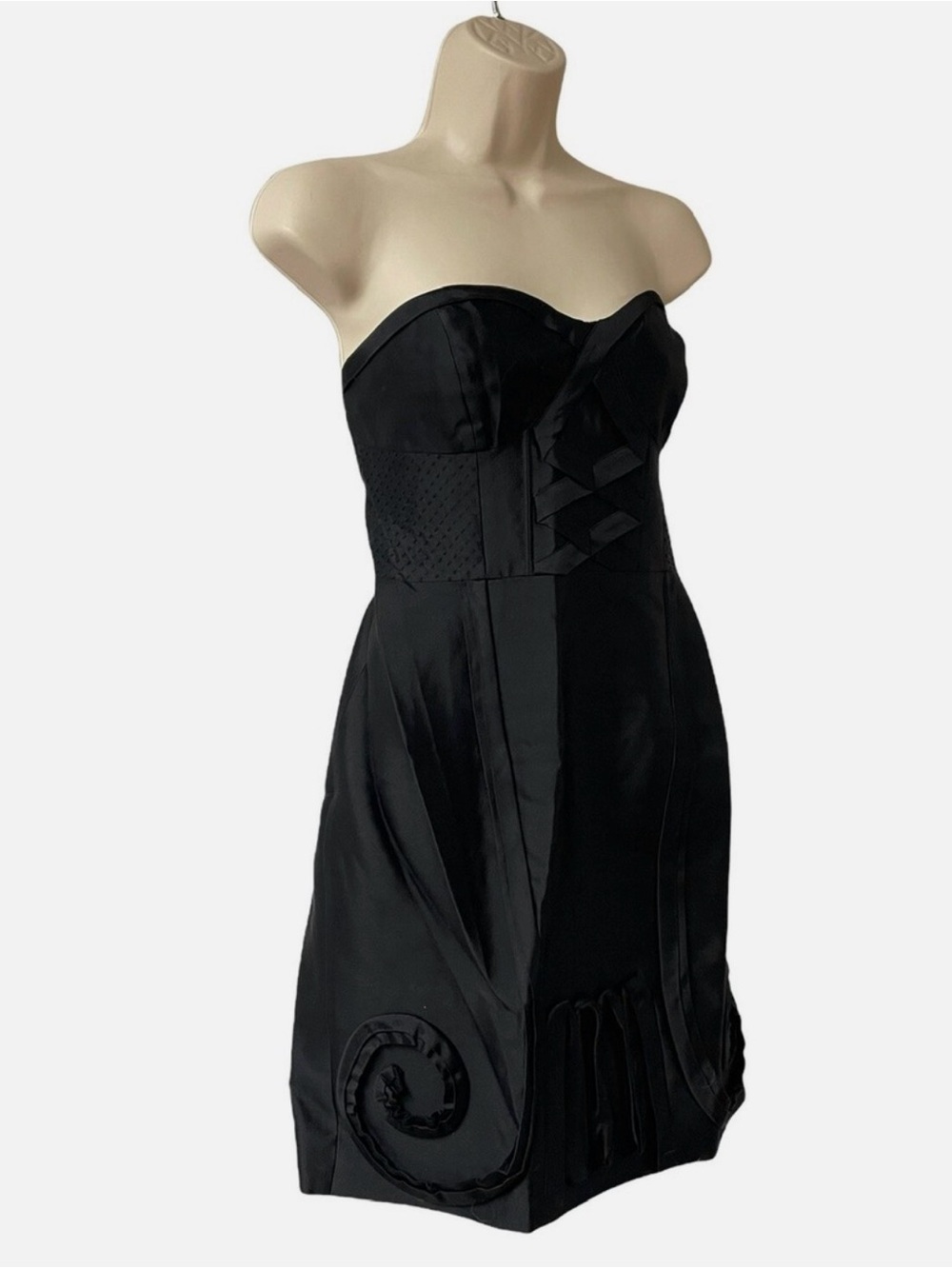 leifsdottir Black Strapless Dress with Sculpted Detailing,sz 4 - Picture 3 of 9